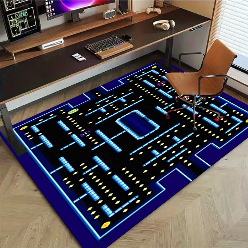 1pc Pacman Maze Adventure Carpet for Playroom Bedroom Living Room Sofa Home Decor,kids Game Area Rug Non-slip Floor Mat Y730144