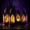 Halloween Decorative Lantern With Castle Pumpkin Witch Scarecrow Skeleton Design Battery Operated LED Candle Light Party Home