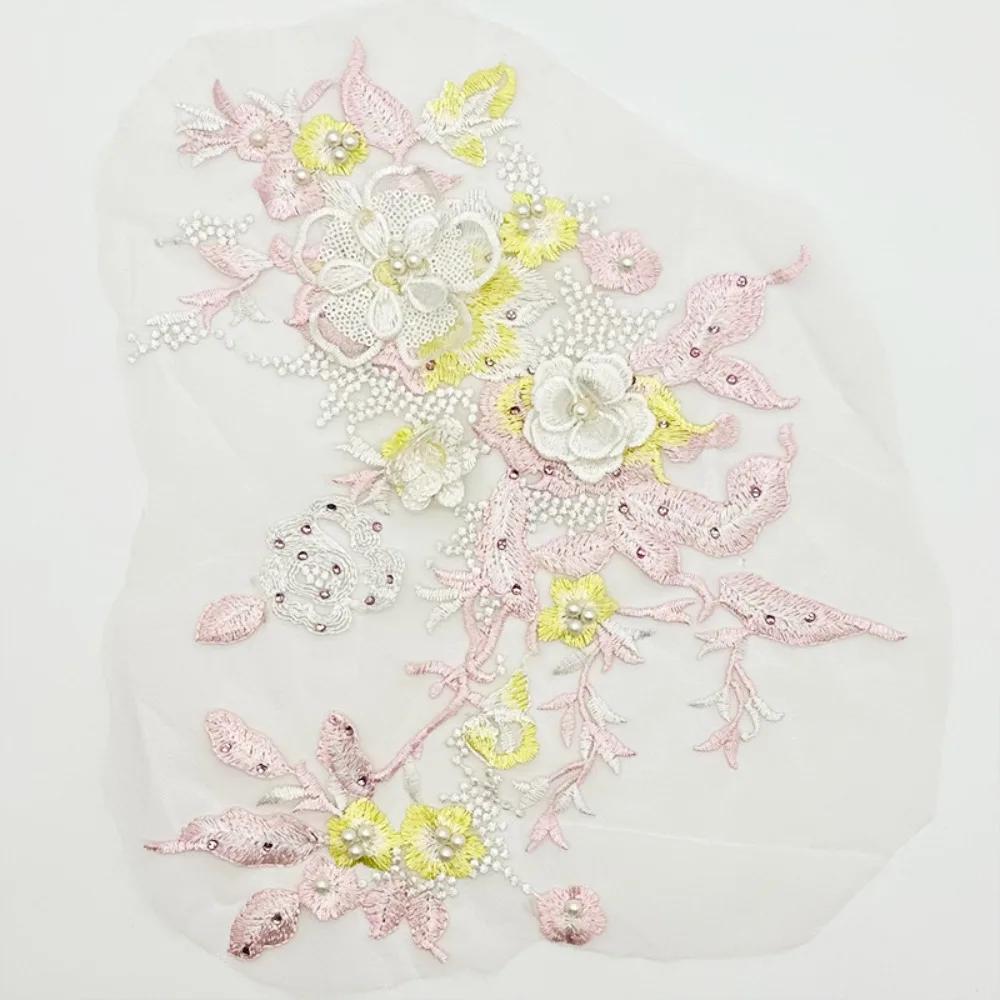 Elegant Colorful Sequined Embroidery Patches 3D Flower DIY Lace Fabrics Applique Sequins Patches Dresses