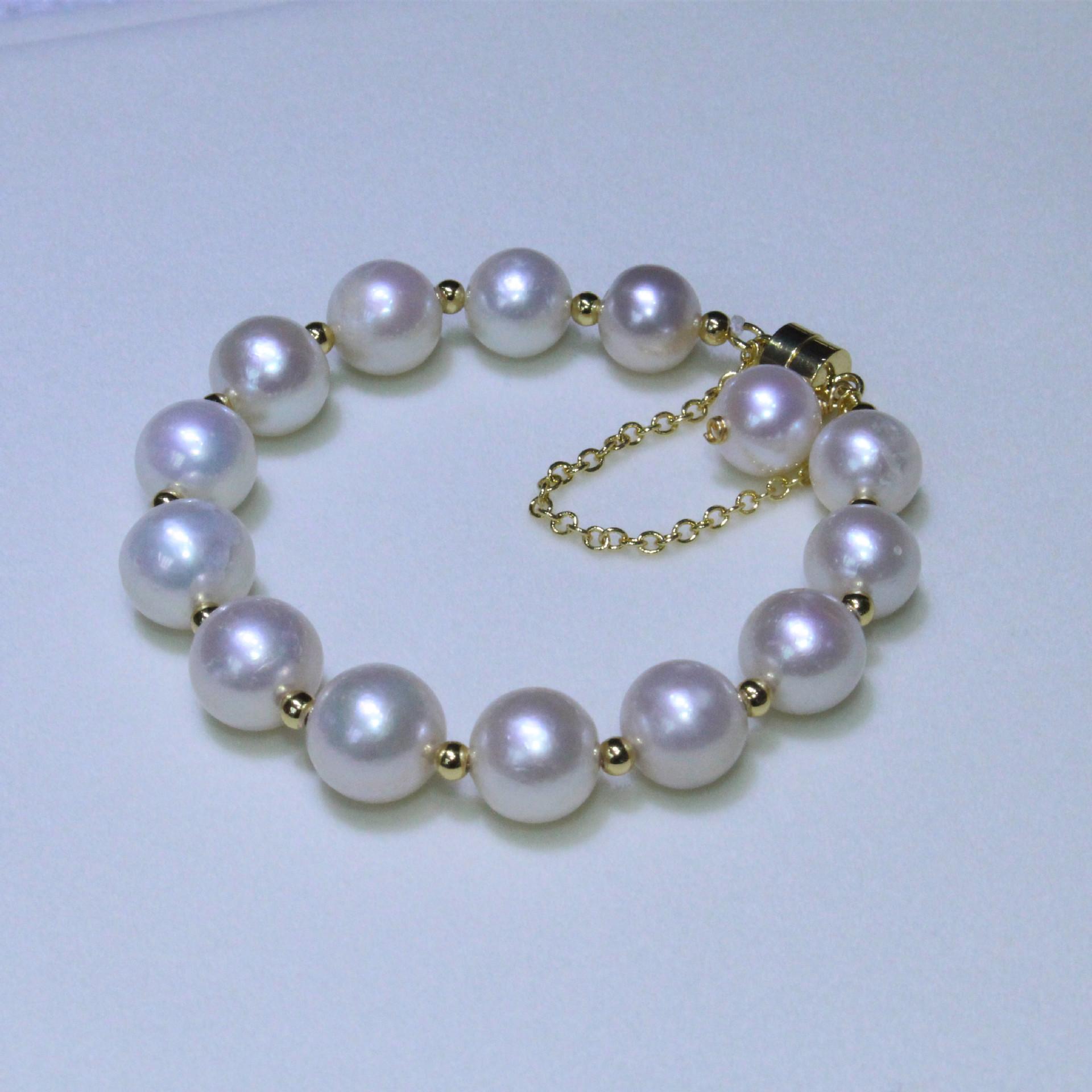 Large Particle Freshwater Pearl Bracelet Niche Retro Wind Magnet Buckle Design Bracelet Temperament Bracelet Women