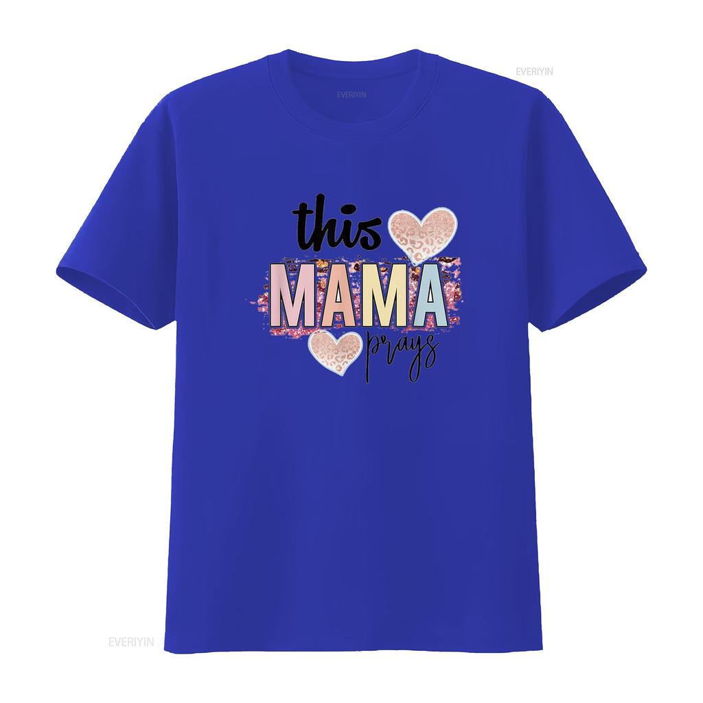 This Mama Prays T Shirt Christian Mommy Faith Mother s Day White vintage Washed Comfortable designer clothes Unisex Casual