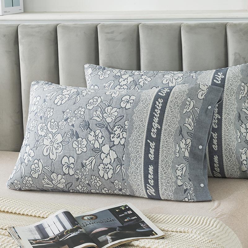 1 PC 100% Cotton Pillowcase Set with Side Snaps, Non-Slip Jacquard Pillow Covers for Standard & Memory Foam Pillows - 50x75cm