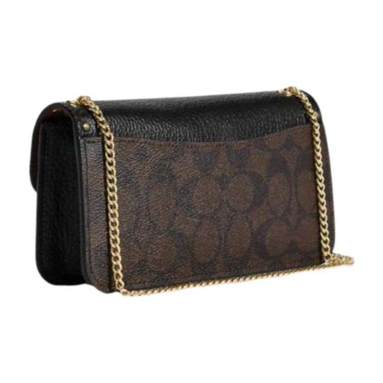 Coach Morgan 20 Classic Monogram Studded Closure Leather Detail Small Shoulder Crossbody Bag Women Bags Black CF474-IMOSN