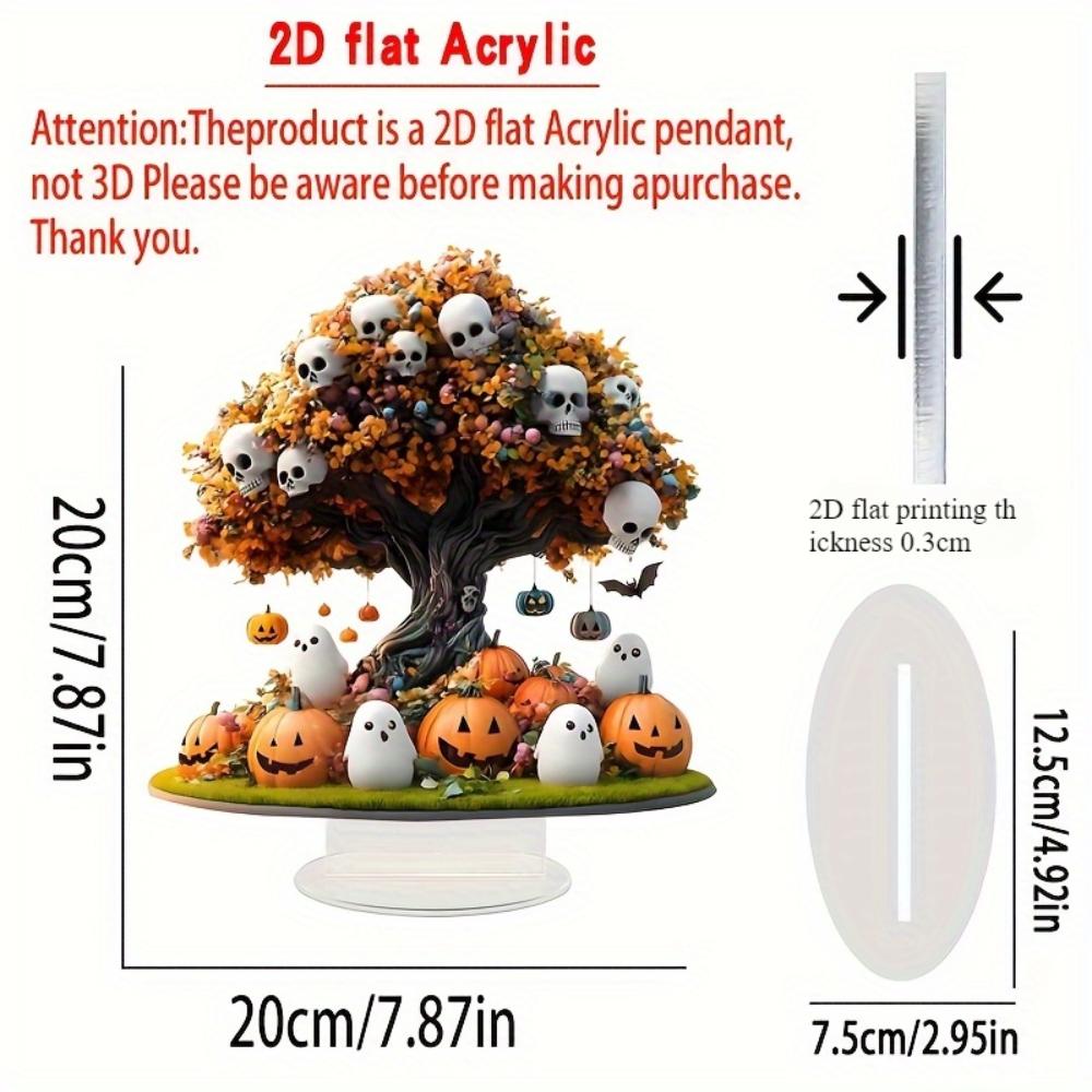 

2D Плоские Акриловые Хэллоуинские Украшения - Тыква Осенний Лист Дерево и Череп Летучая Мышь Украшение, Домашний Офис Вечеринка Настольная Выставка, Хэллоуинские Подарки 20cm