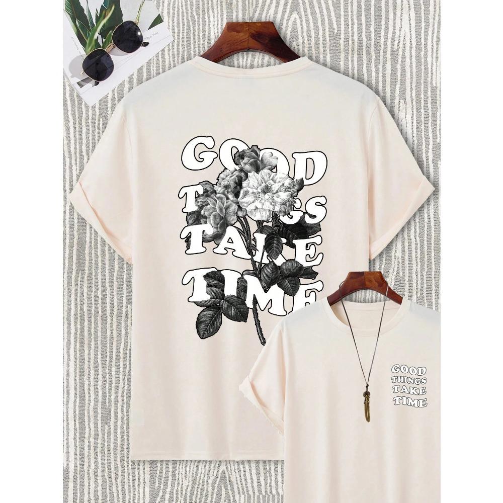 

Футболка Good Things Take Time для мужчин и женщин, унисекс, хлопковая, люксовый бренд, рэп, большой размер, короткий рукав, уличная, классическая, сзади, футболка 4XL XXXXL