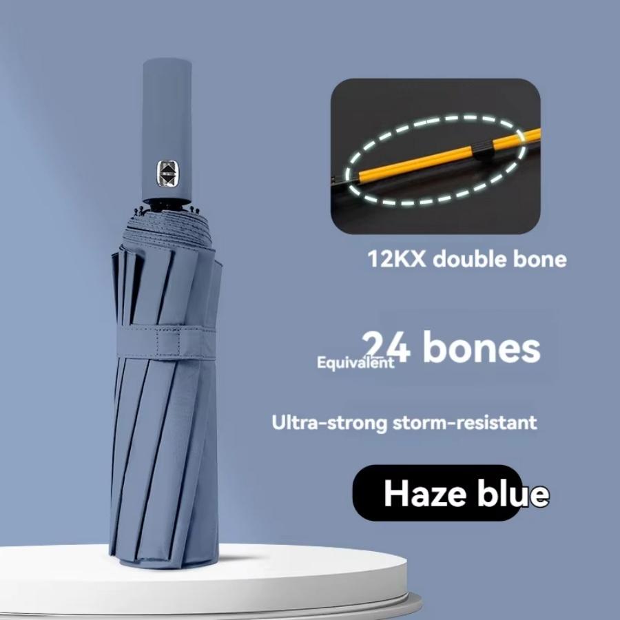 Automatic Folding Vinyl Umbrella, 24 Bones Umbrella Is Strong, Windproof and Rainproof, Large Umbrella for 2 To 3 People Outside