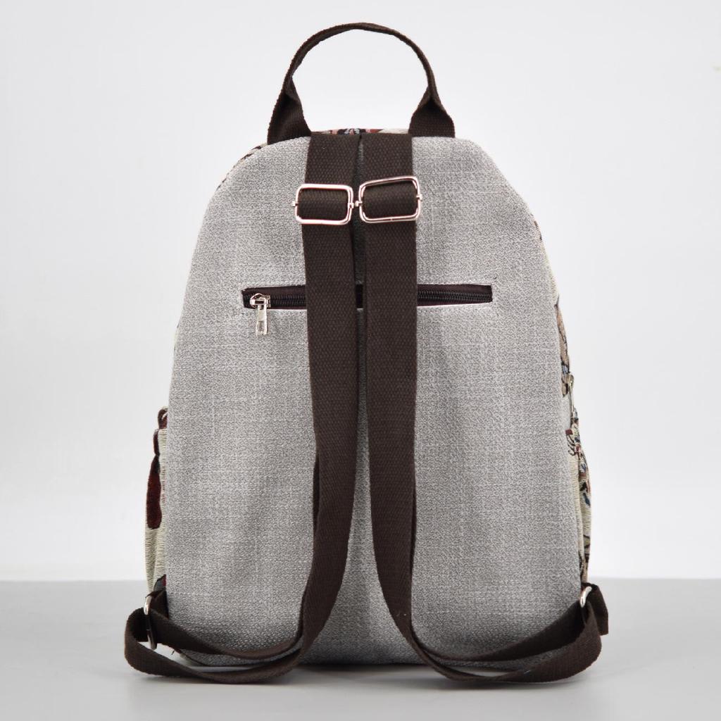 Women's Retro Canvas Floral Backpack - Lightweight, Handwoven & Versatile for College Students