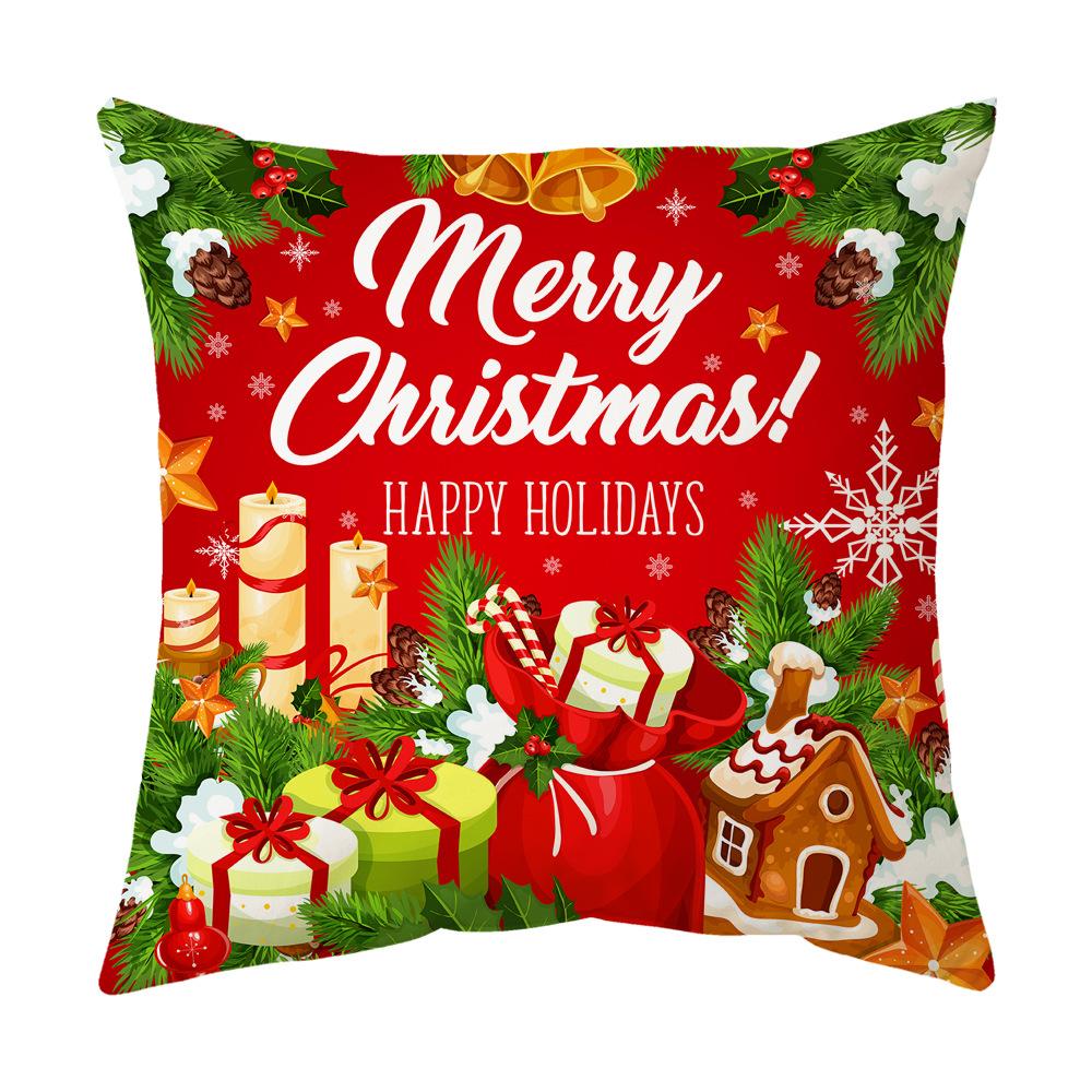 Classic Simple Christmas Series Cushion Pillow Cover Fashion Santa Claus Christmas Tree Pattern Pillowcase Home Sofa Decoration