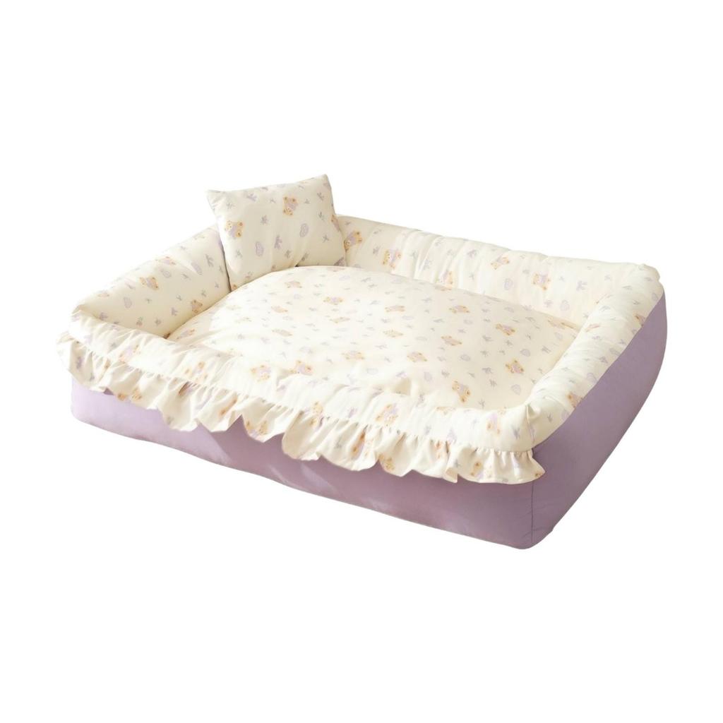 Machine Washable Thickened Rectangular Pet Bed with Removable Cover Supportive