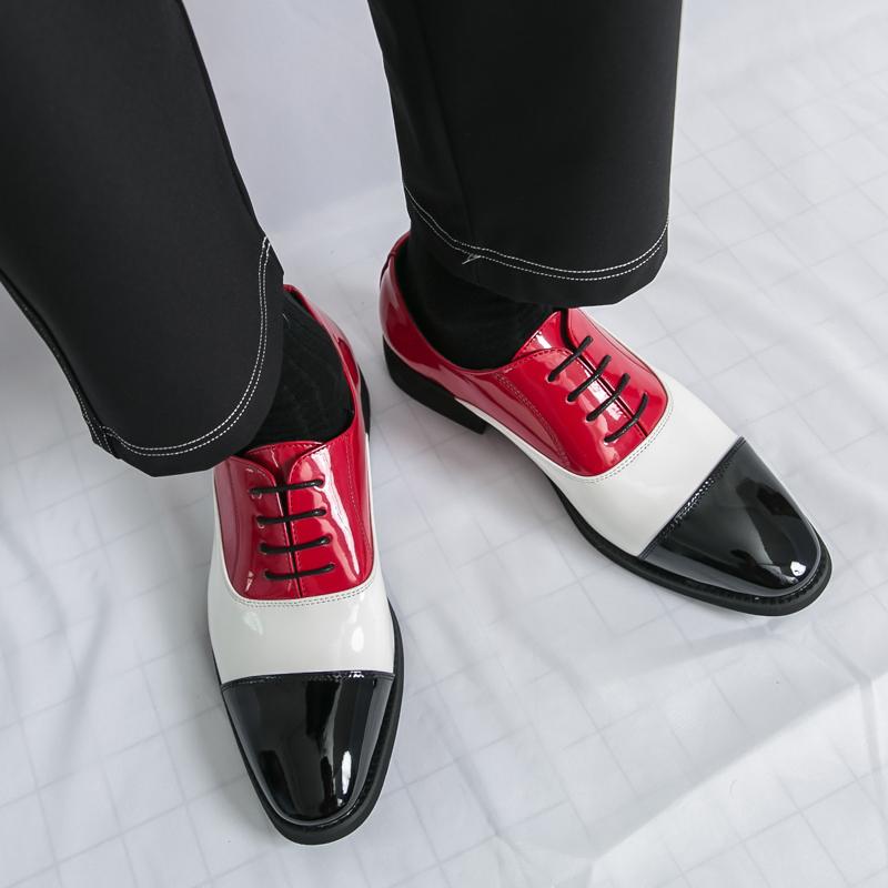 Men Oxfords Dress Brogues Derbys Formal Business Blue Red Leather Shoes Tuxedo Wedding Shoes Over Sized