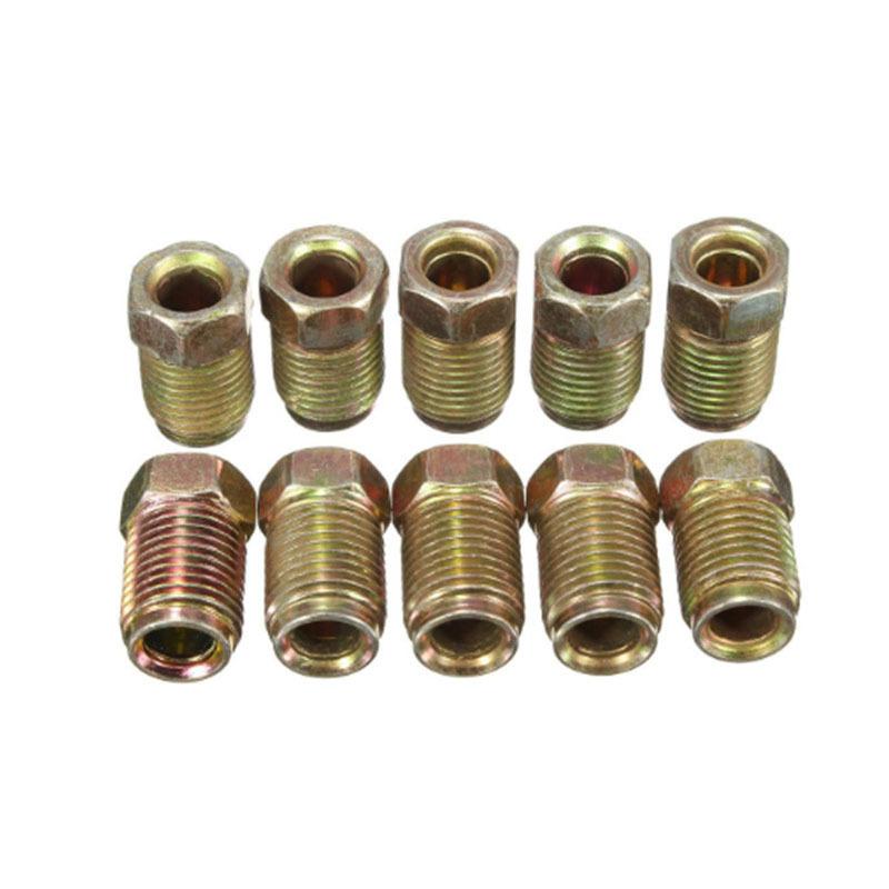 10Pcs M10 Brake Pipe M10x1.0 Threads Car Brake Line Fittings 17 X 10mm For 3/16" Steel Brake Line Tubing For Car SUV Motorcycles