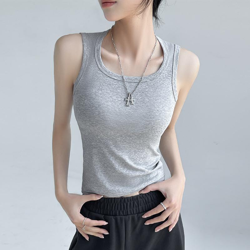 Cotton Sleeveless Tank Top With Wide Straps For Summer Yoga And Beach Wear
