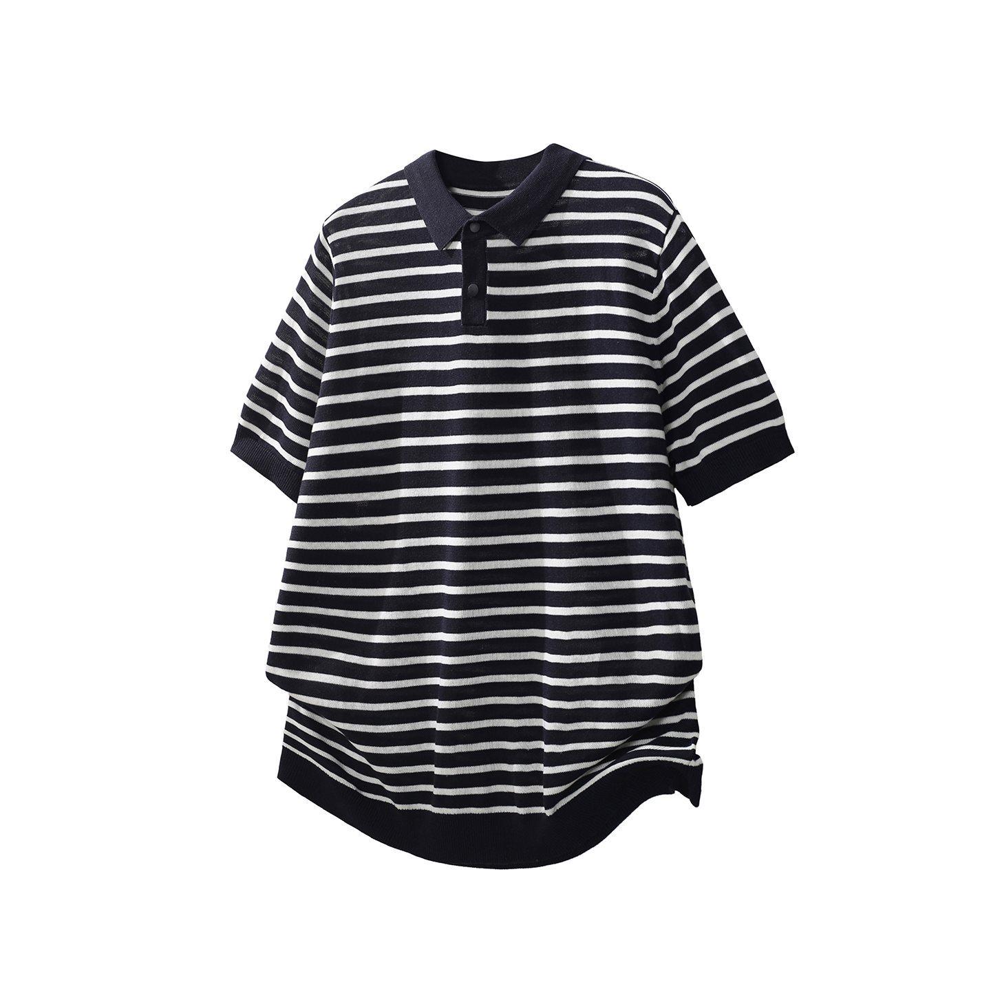 2026 Japanese Style Striped Knit Summer Short Sleeve Top - Trendy Men’s Loose Fit 4XL