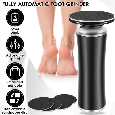 Electric Foot Grinder Auto Remover Foot Care File Heels Dead Skin Calluses Cracks Pedicure Tool with 60Pcs Replacement Sandpaper