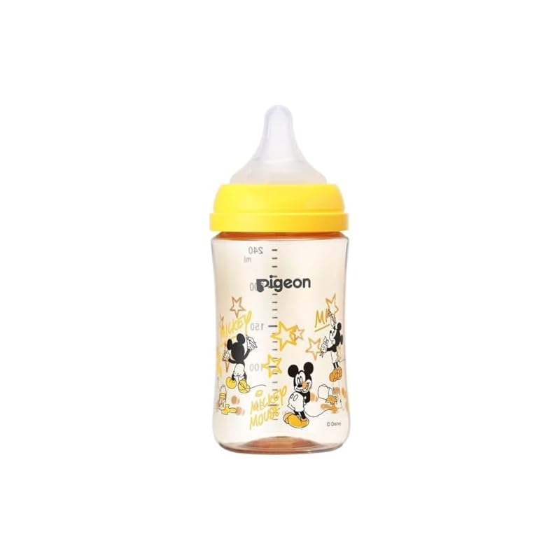 PIGEON Pigeon Breastfeeding Feel Baby Bottle 240ml (for babies 3 months and up) High-quality plastic, Disney design, also used in medical