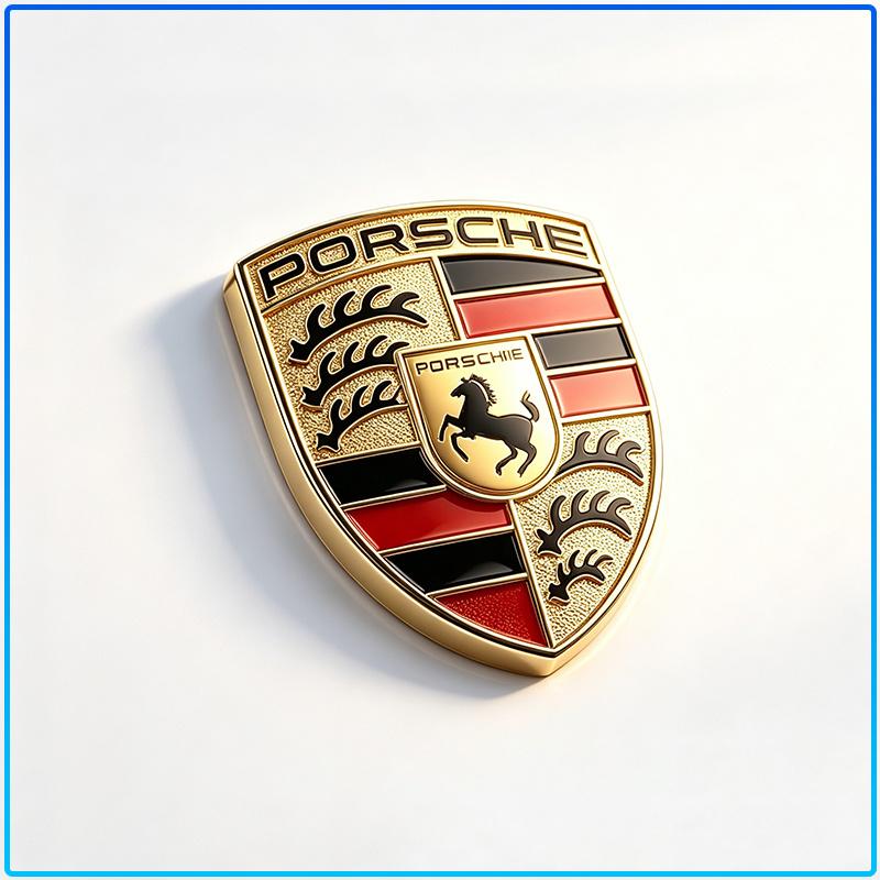 1Pcs Metal Texture Porsche Shield Badge Waterproof Anti-Fade Decor Sticker Fit All Porsche Sedan SUV Sports Car Interior Modification