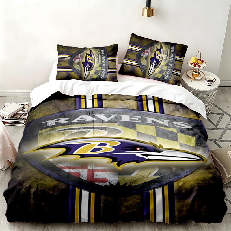 Baltimore Ravens 3pc set Perfect for bedroom use Comfortable bedding set includes a duvet cover and two pillowcases Ideal birthday or Christmas gift