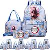 3Pcs/set Anime Demon Slayer Printed Backpack Handbag Pencil Case for Teenager Student Girl Boy Schoolbag Women Large Capacity Waterproof Travel Bag