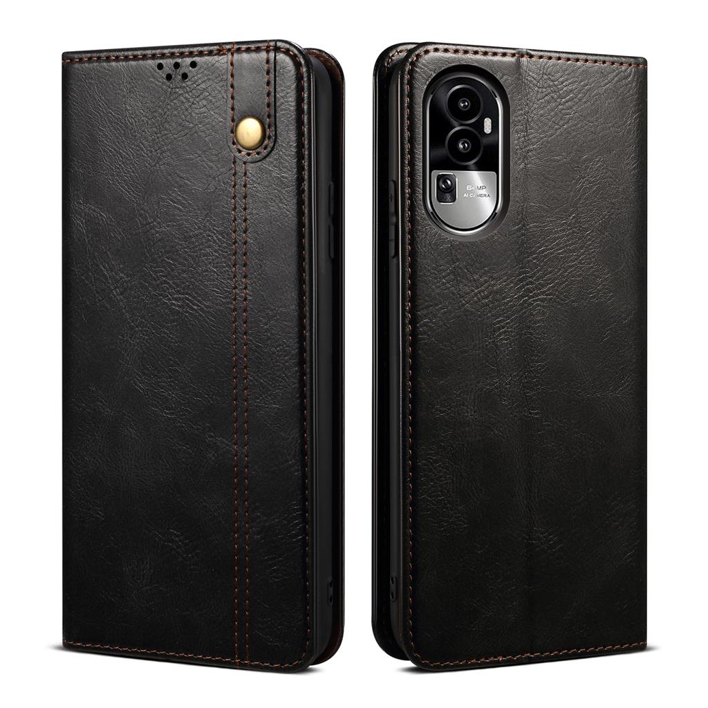 For Oppo Reno10 Pro 5G (Global) Waxy Crazy Horse Texture Cell Phone Cover PU Leather Wallet Stand Case