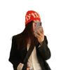 American Letter Jacquard Knitted Woolen Hat for Women In Autumn and Winter Warm Pullover Mountaineering Hat Showing Face Small Baotou Cold Hat