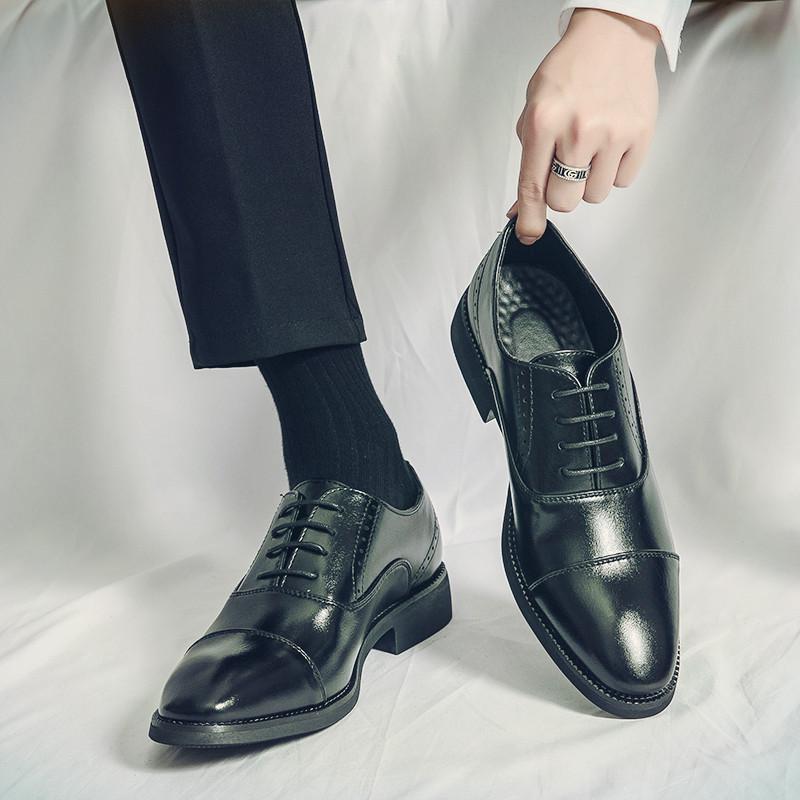 Leather Shoes Young British Dress Casual Business Sense Leather Shoes Wedding Groom Suit Height Increase