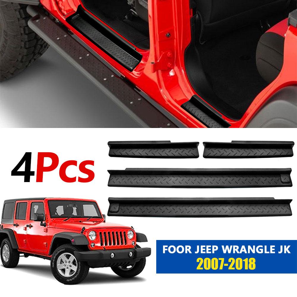 4pcs car door sill guard kit For 2007-2018 Jeep Wrangler JK car door sill stepping rubber protection accessories