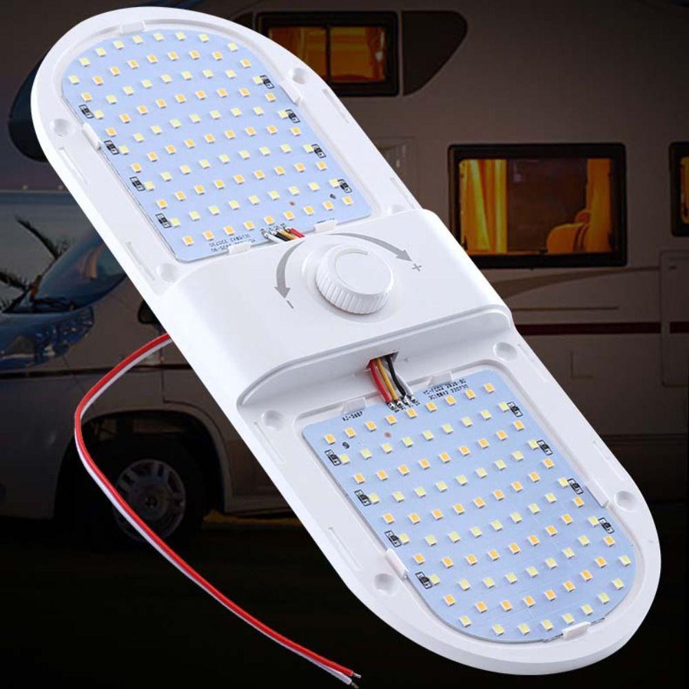 Universal 3 Color Dimmable RV LED 12-24V Car Accessories Dome Night Lights Caravans Ceiling Lamp