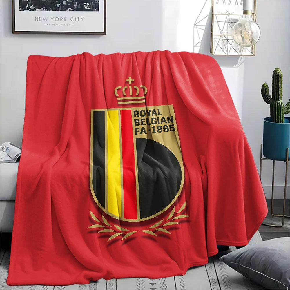 Belgium National Football Printed Flannel Blanket, Soft Throw for Bedroom Sofa, Washable,soccer Fan Merchandise, Great Gift.