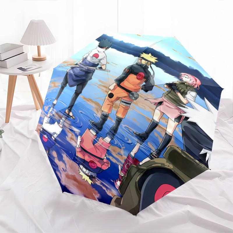 1 PC Automatic Folding Umbrella - Naruto Hokage Artwork Pattern Portable Foldable Design With 8 Ribs Christmas Birthday Gifts