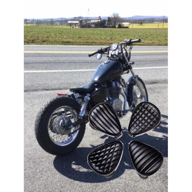 Selle de selle en cuir pour moto Rétro Cuir Noir Selle Solo pour Harley Custom Chopper Bobber Honda Yamaha Kawasaki Suzuki