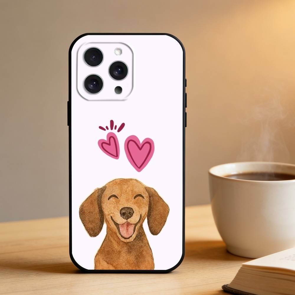 

Dachshund Cartoon Phone Case For iPhone 17 16 15 14 13 12 Max Plus Silicone Black Cover iPhone11PROMAX