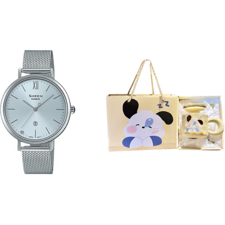 Casio SHEEN Quartz Movement Stainless Steel Strap Watch Women's Watch Blue Dial SHE-4539