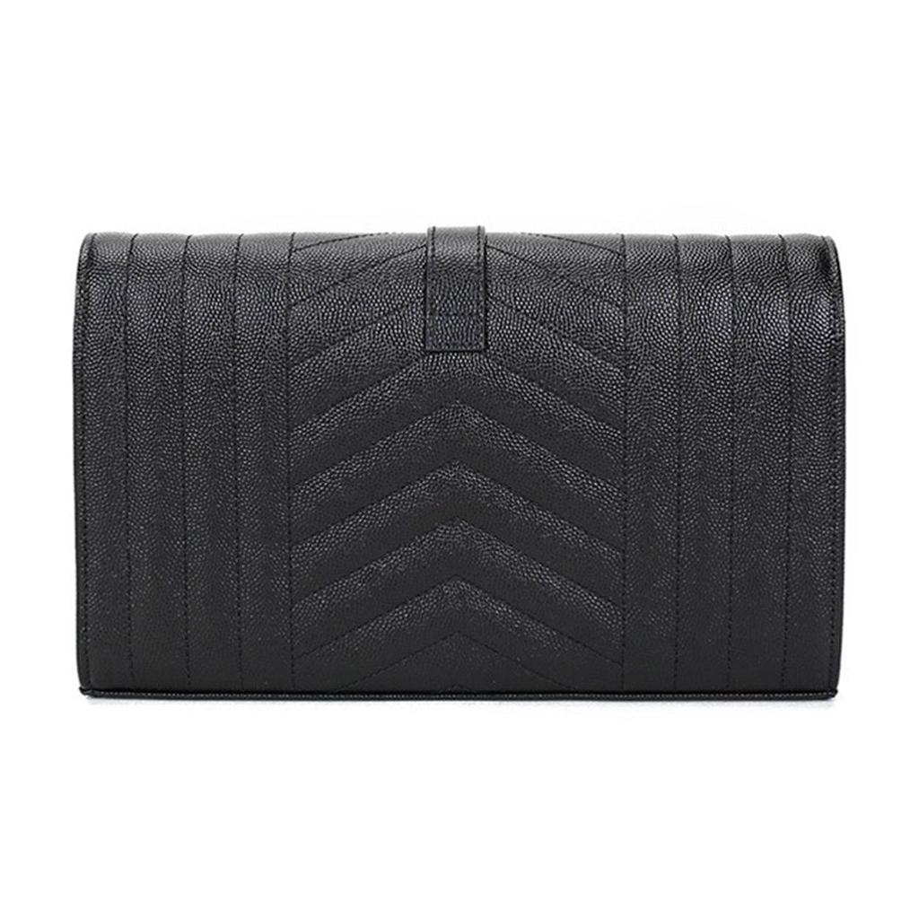 Saint Laurent Ysl Monogram Gold Logo Grainy Quilted Leather Chain Crossbody Bag Women Bags Black 620280BOW911000