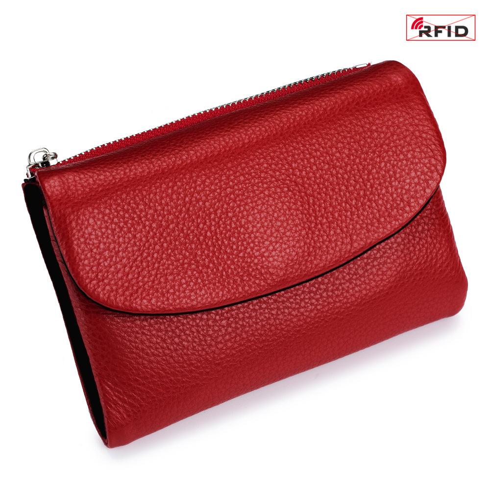 Damen Echtleder High-End Kurze Geldbörse - Weiches Rindsleder, Diebstahlsicher, Großes Fassungsvermögen