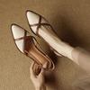 Fashion NEW Summer Women Sandals Split Leather Shoes for Women Pointed Toe Chunky Heel Shoes Cover Toe Slingback Hollow Designer Sandals