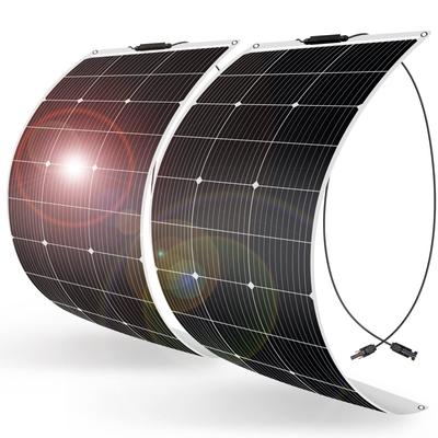 DOKIO Solarpanel, 200 W, flexibel, 100 W x 2 Stück, MC4-Anschluss, tragbar, Strom geeignet, Einzelkristall, hohe Effizienz, Öse, biegbar, ultradünn, ultra