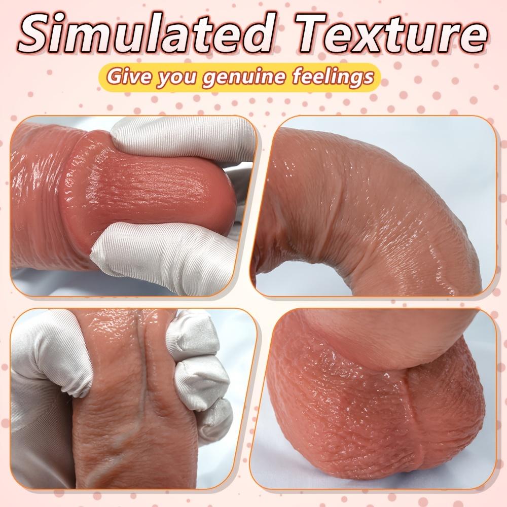 Simulated XL Curved Dildo – Dual Density Silicone, Thick Belly Design, Suction Cup, for Men and Women