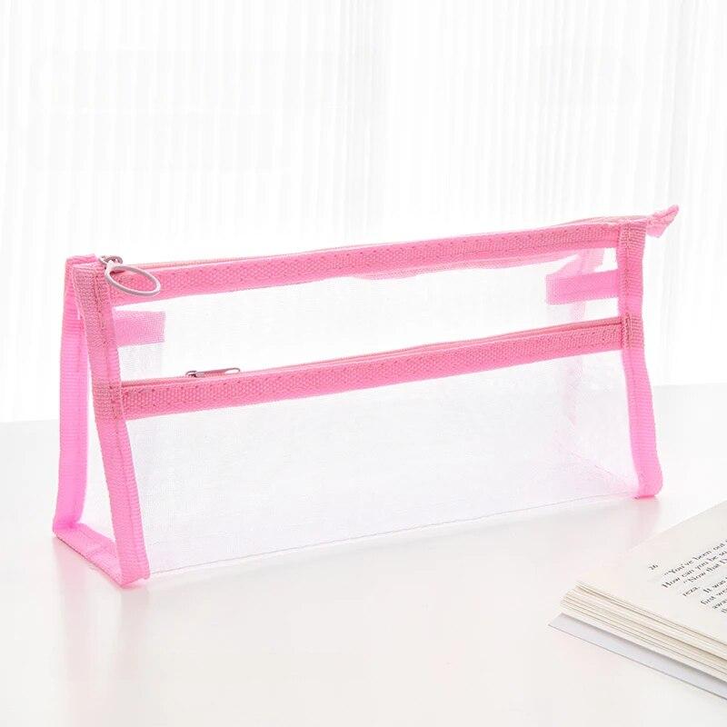 

1 шт. сетчатый пенал, прозрачная канцелярская сумка, простая портативная сумка для ручек для школьных и студенческих офисных канцелярских принадлежностей, органайзер 1 или 2 слоя