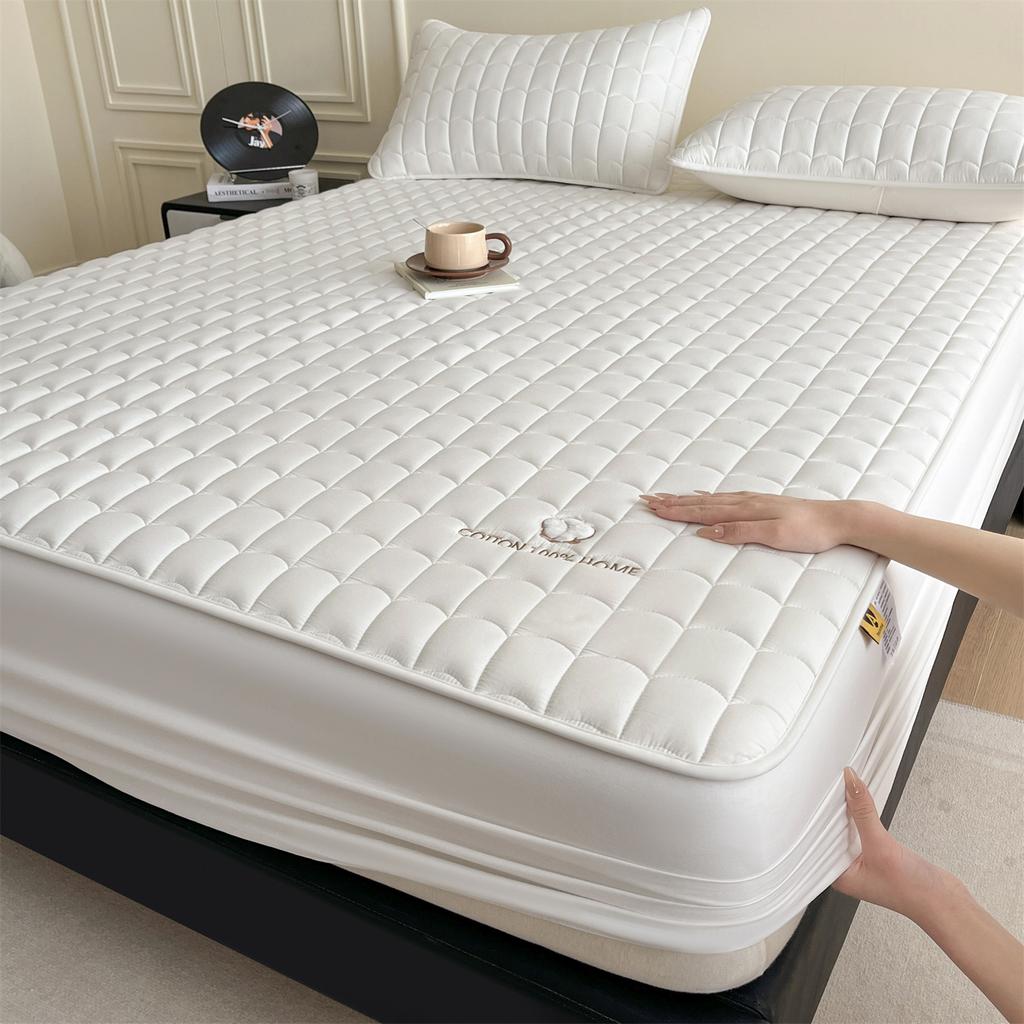 100% Cotton Quilted Fitted Mattress Protector Breathable Waterproof Bed Sheet Cover Single Piece Multiple Sizes Available