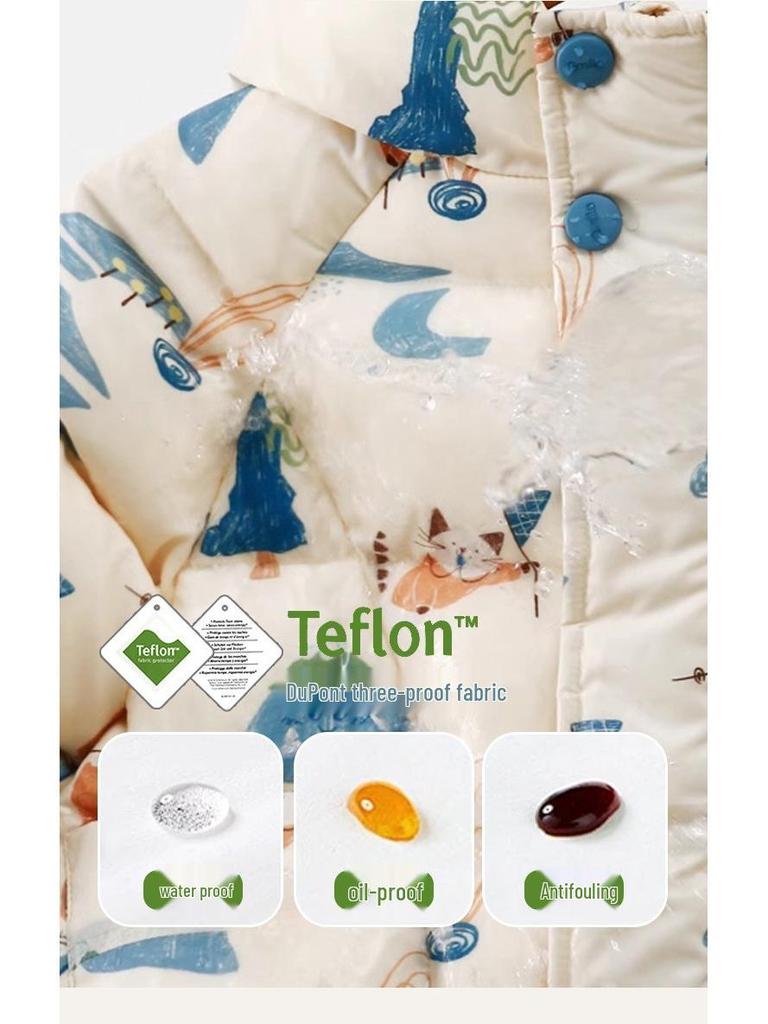 2025 Tongbei Kids' Winter Down Jacket: Cartoon Design, White Duck Down, Three-Proof, Warm, Hooded, Korean Style Outerwear