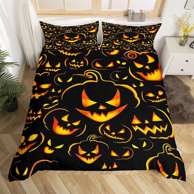 Pumpkin Tree Duvet Cover Happy Halloween Bedding Set Full Microfiber Horror Theme Comforter Cover For Kids Boys Girls Teens Room