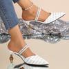 Fashion Women's Fashion Baotou Slippers Fall New Pointy Shallow Mouth Glitter with Anti-slip Wear-resistant High Heels