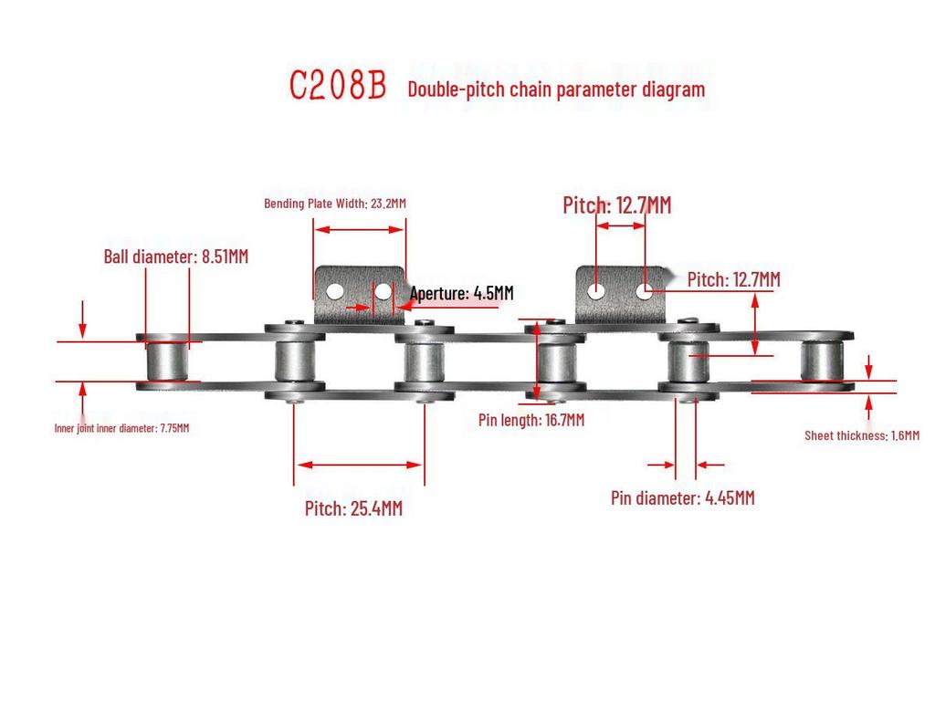 10A32A Single/Double Hole Double Pitch Small Roller Transfer Chain