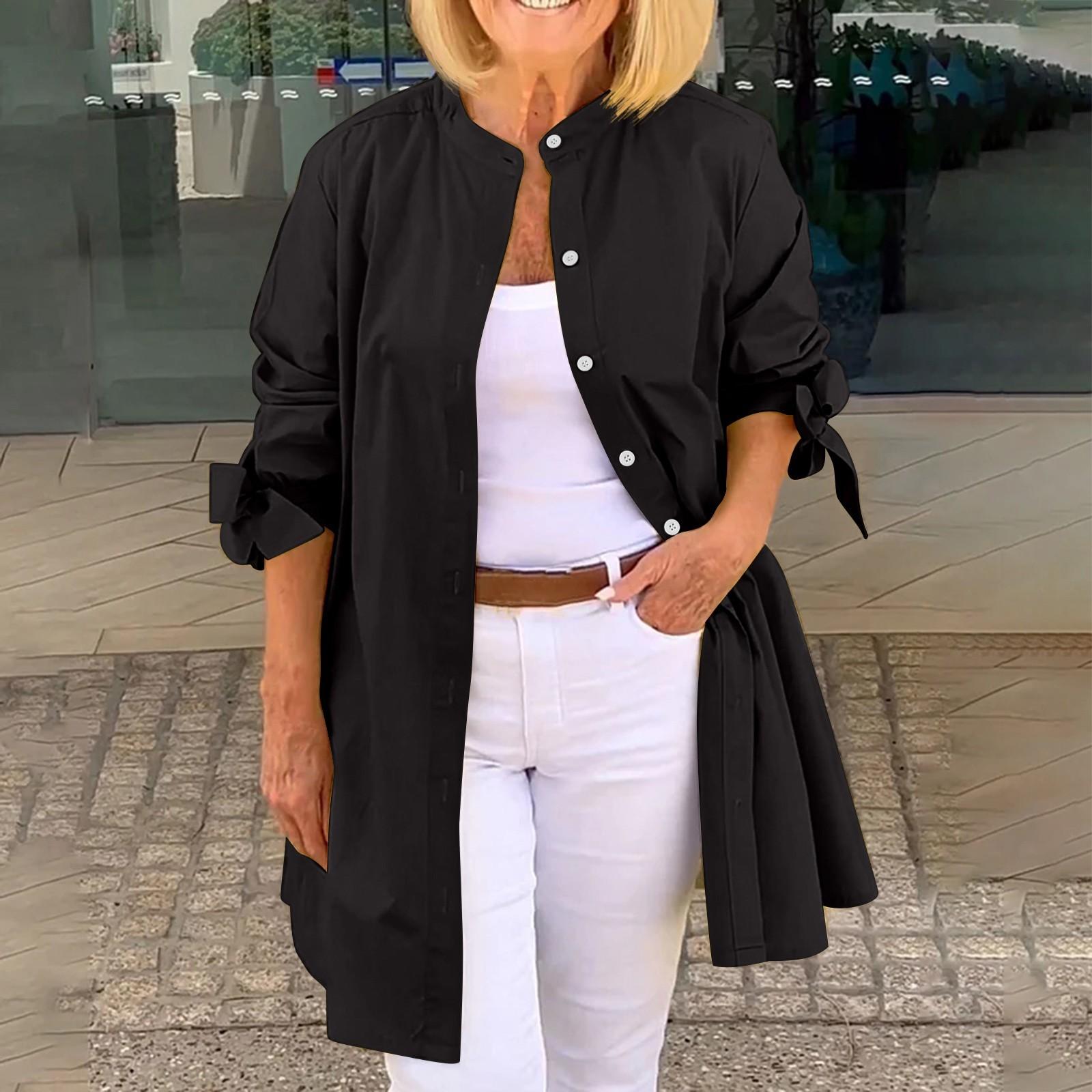 

Женский повседневный модный однотонный кардиган на одной пуговице, футболка с длинным рукавом, рубашка, куртка XXL чёрный