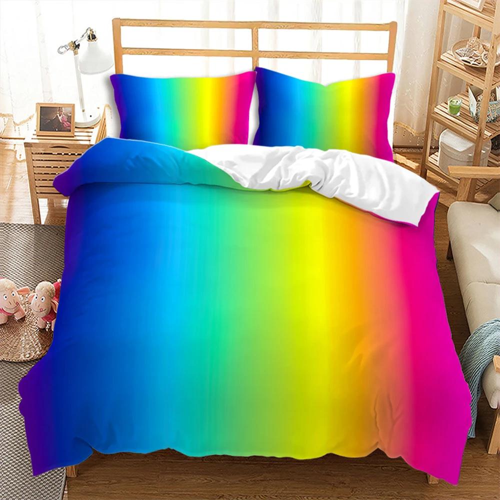

Colorful Stripes Rainbow Bedding Set Soft Comfortable and Breathable Duvet Cover Set 3pcs Bedclothes Wonderful Gift For Children Duvet Cover Set&EU Single(135x200cm)