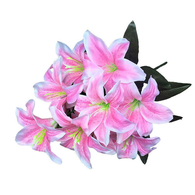 Lush 45cm 10 Heads Artificial Stargazer Lilies Silk Flower Bouquet For Vibrant Decor