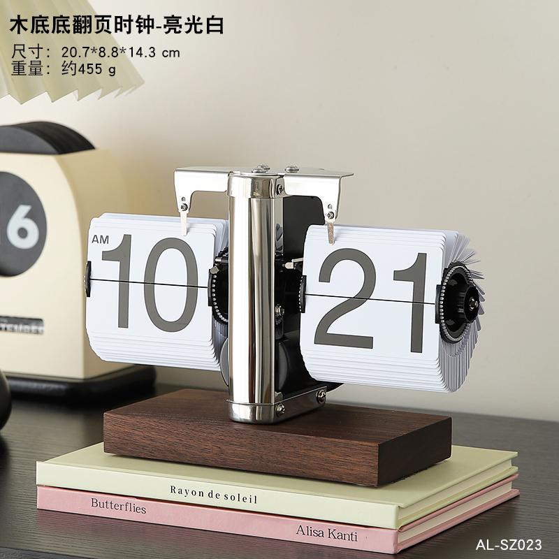 Retro Luxury Flip Desk Clock Mechanical Table Timepiece Creative Digital Display for Living Room Decorative Mantel Clock