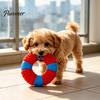 Soft Latex Dog Toys Lifebuoy Ring Toy, Squeaky Chew Teeth Puppy Teething Cleaning Toy for Aggressive Chewers, Interactive Pet Training Gifts Birthday
