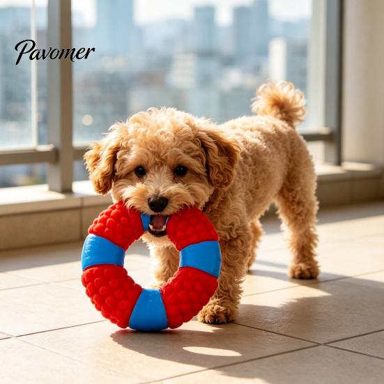 Soft Latex Dog Toys Lifebuoy Ring Toy, Squeaky Chew Teeth Puppy Teething Cleaning Toy for Aggressive Chewers, Interactive Pet Training Gifts Birthday