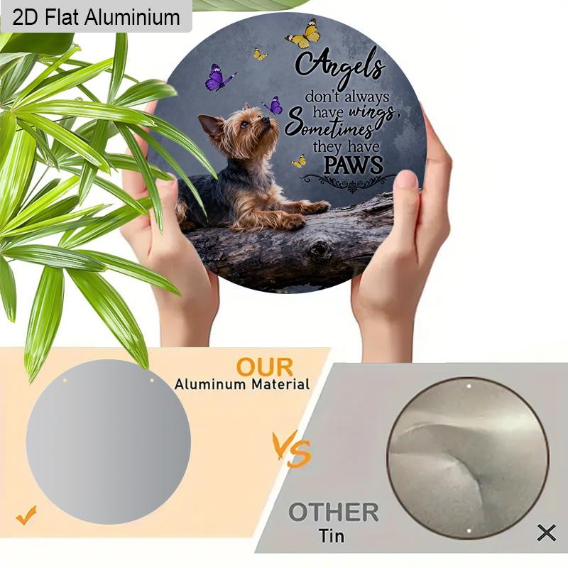 2D flaches Aluminiumschild mit Yorkshire-Muster - Charmantes dekoratives Schild & Plakette - Ideal für Wand, Heimdekoration - Ideales Geschenk für Hundeliebhaber - Nein